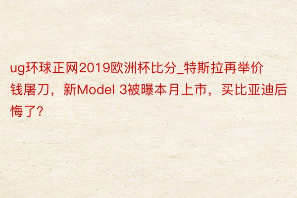 ug环球正网2019欧洲杯比分_特斯拉再举价钱屠刀，新Model 3被曝本月上市，买比亚迪后悔了？